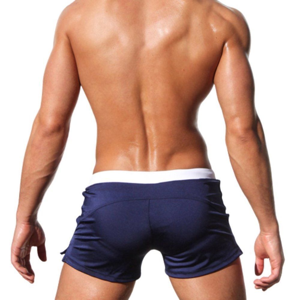 Men's Sexy Swim Trunks Front Pocket Resort Swimwear Blue S - Picture 4 of 5